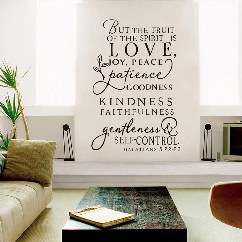 Негабаритных Библии пс дух фруктов виниловые резные настенные арт дизайн