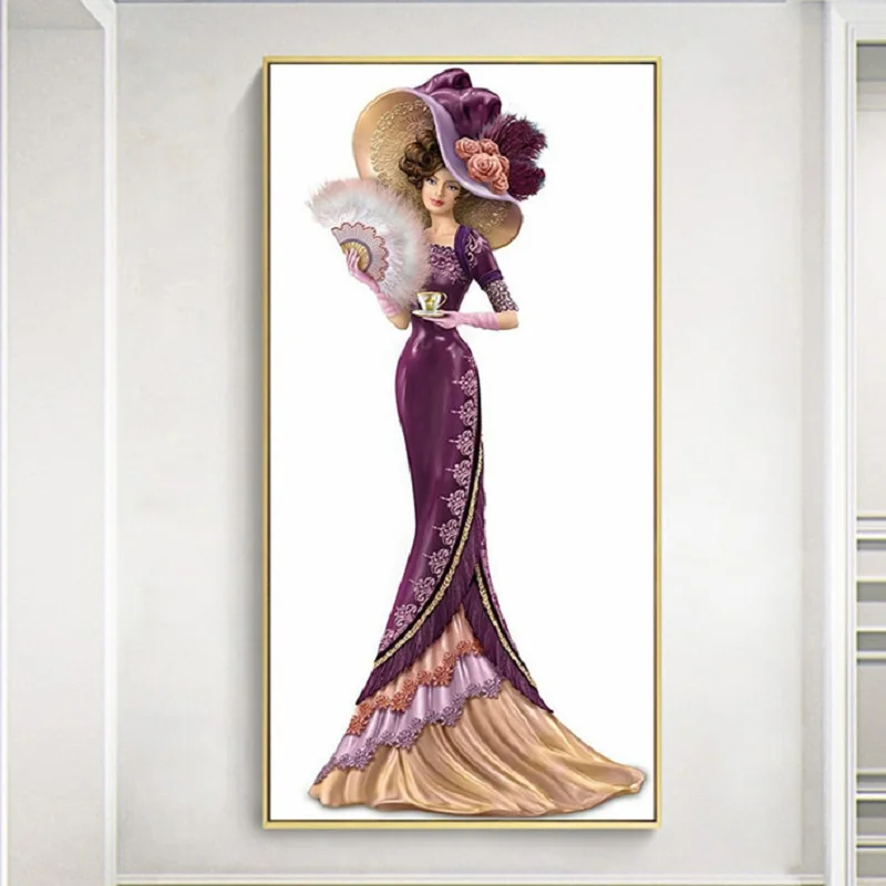 5D DIY Полный Круглый дрель со стразами платье для рисования леди мозаика набор