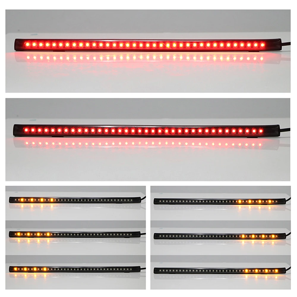 

ALLOMN LED Car Motorcycle Strip Light Brake Flowing durable Turn Signal SMD 3528 36-LED Plate Light Bar Flexible Red Amber