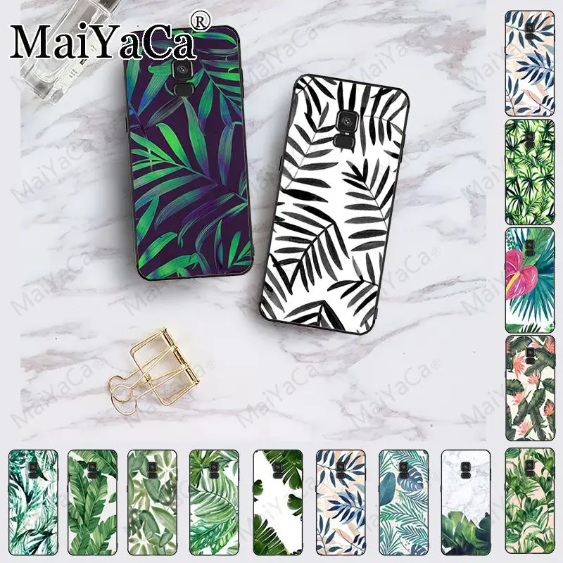 Зеленые листья растений черный чехол для мобильного телефона samsung Galaxy A10 A8 A30S A20E A51