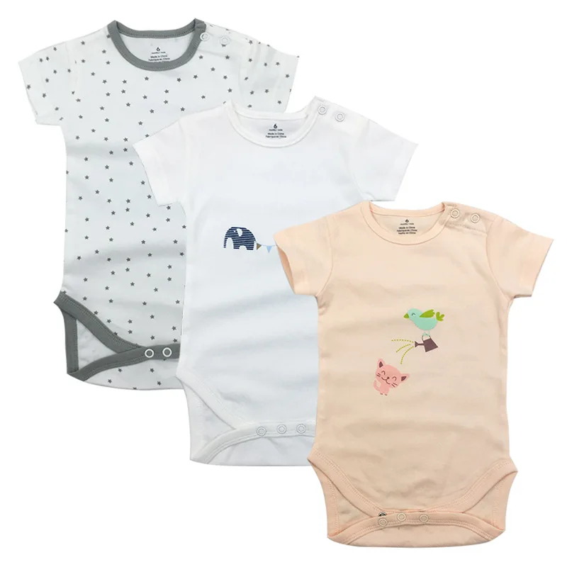 

Cartoon short-sleeved triangle climbing baby romper, cotton one-piece, children's clothing one-piece, solid color