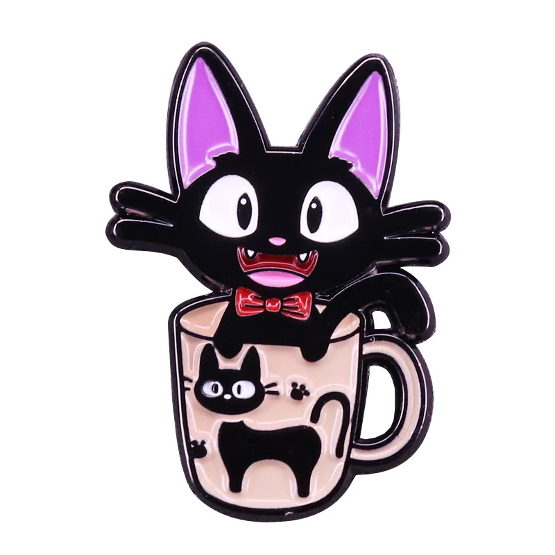 

C100 Enamel Pin Cartoon Cute Black Cat Animal Brooch Collection Metal Lapel Pin Badge Brooches for Women Men Jewelry Gifts