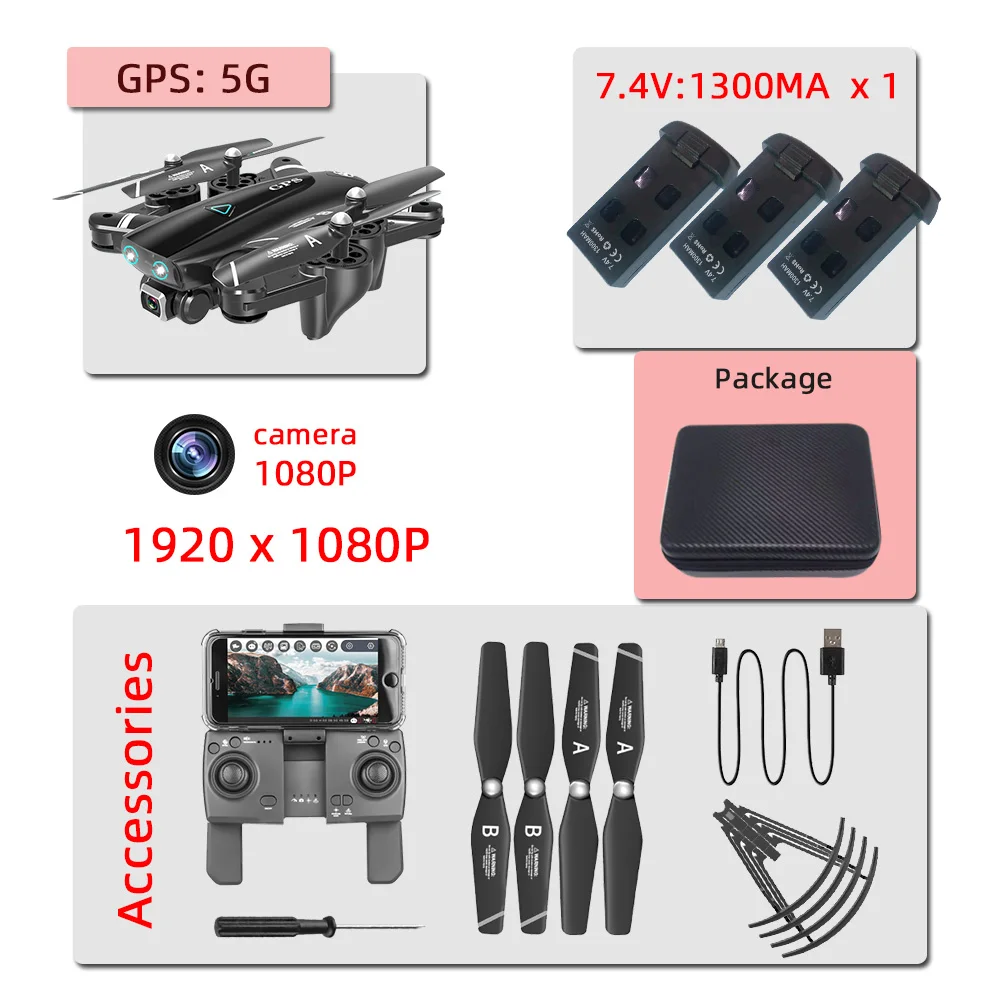 5G-1080P-3B-bag S167 5G 2,4G gps 4K Дрон профессиональные игрушки дроны, Радиоуправляемый вертолет с камерой HD игрушка Квадрокоптер juguetes квадрактор 론 - Цвет: 5G-1080P-3B-bag
