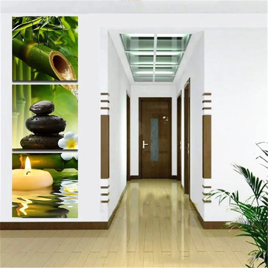 

Brand new 3 pieces/set 5D DIY diamond painting bamboo candle square diamond embroidery rhinestone mosaic triple decoration home