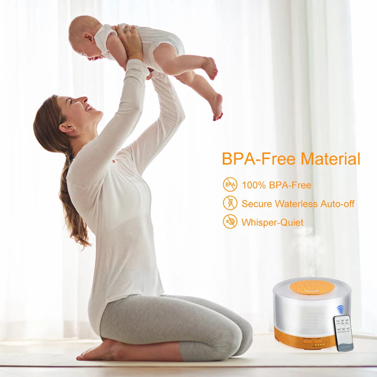 

Portable Aroma Diffuser Essential Oil Humidifier Mist Maker with Remote Control for Home Office