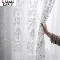 white luxury embroidery screen sheer curtains for living room bedroom windows curtains european tulle voile door drapes