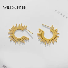 Wild & Free – boucles d'oreilles Vintage en métal doré pour femmes, bijoux minimalistes, demi-cercle à pointes, bijoux en acier inoxydable