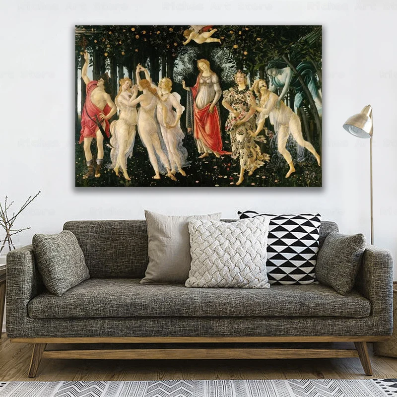 

Famous Painting Spring by Sandro Botticelli, Wall Art Canvas Painting Print on Canvas Art Poster Decor Picture for Living Room