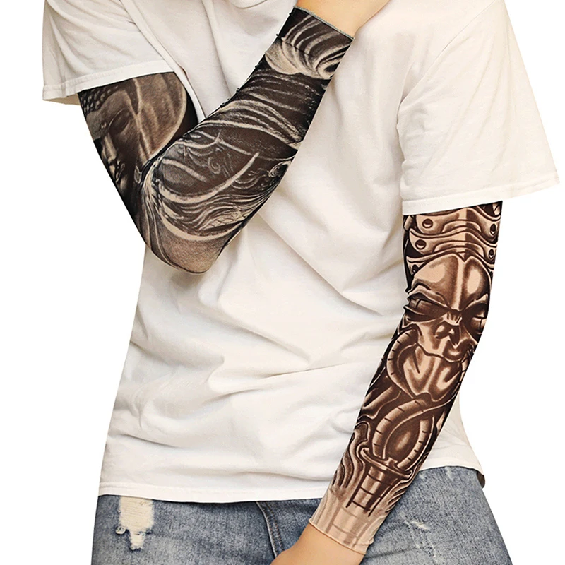 

1Pcs Colorful Smooth Arm Cover Unisex Arm Sleeves 3D Tattoo Printed Arm Guard Men uv Protection For Outdoor Ridding Driving