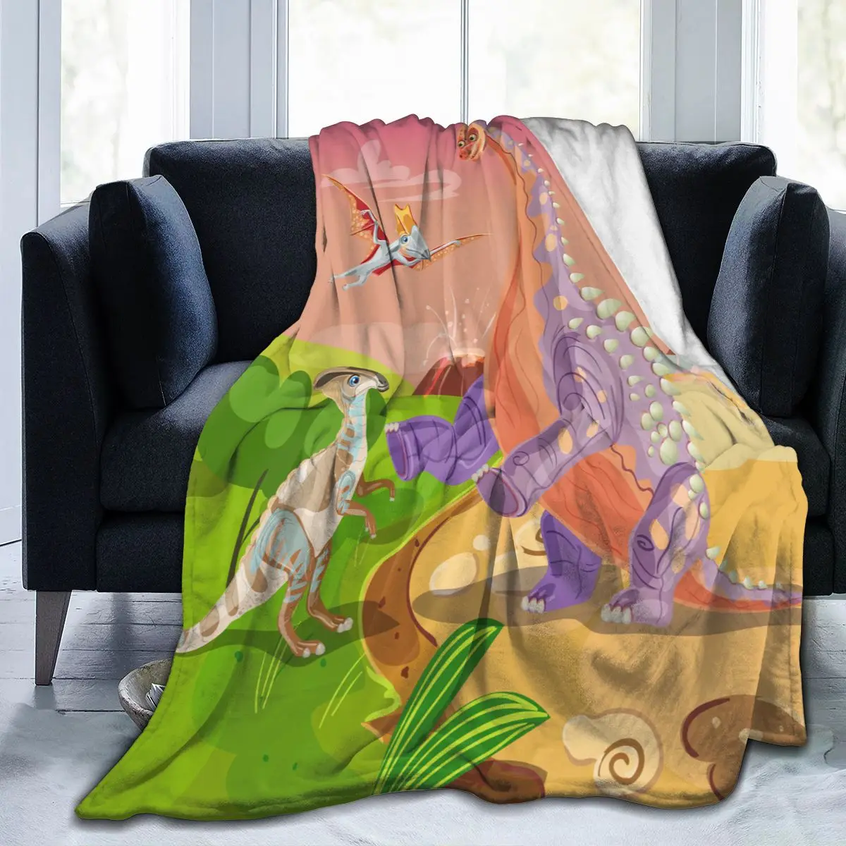 

Фланелевое Одеяло с милым динозавром, ультра-мягкое Флисовое одеяло из микрофлиса, одеяло для халата, дивана, кровати, путешествий, дома, зим...