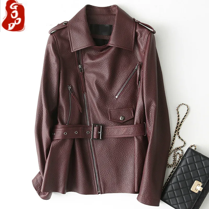 

Женская короткая куртка из 100% натуральной овечьей кожи, приталенная куртка из натуральной кожи, верхняя одежда, пальто из натуральной кожи ...