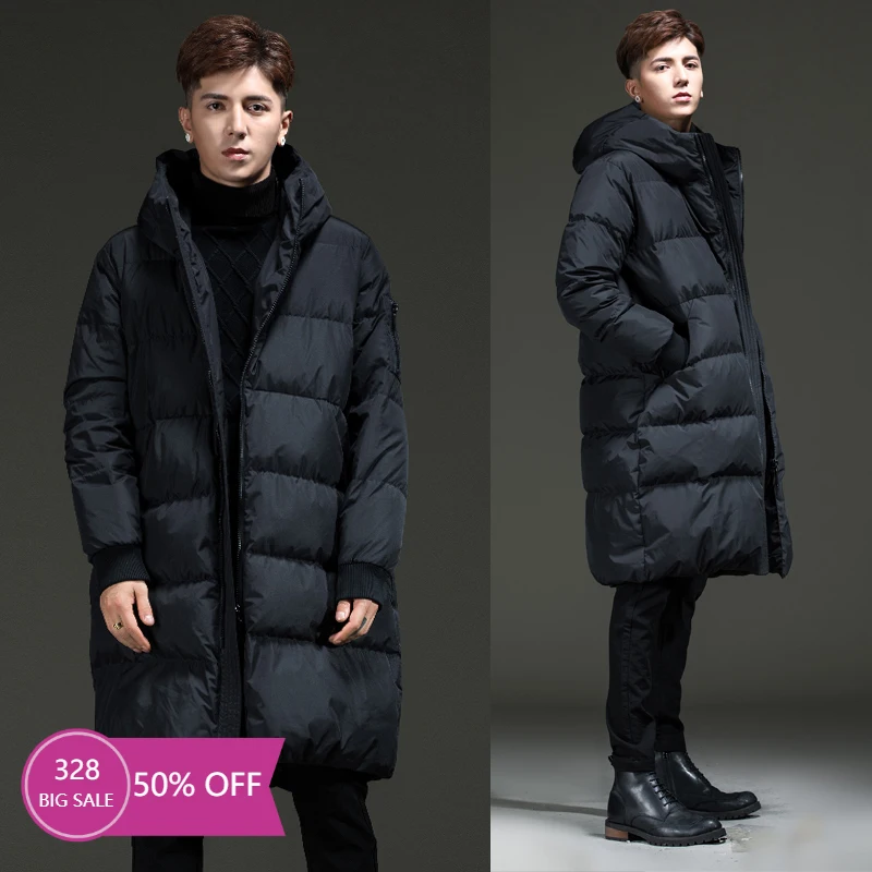 Бренд Куртка–пуховик на 90% белом утином пуху Для мужчин парки с капюшоном куртка