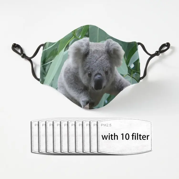 

Новая Пылезащитная Акварельная маска для лица Koala и эвкалипт, модная Тканевая маска для взрослых с фильтрами
