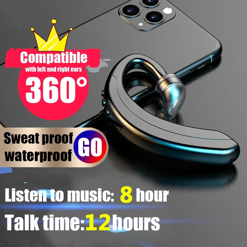 

Wireless Bluetooth Earphone Business Noise Control Headset With Mic Sport Ear-hook Earphones For iPhone 12 Samsung xiaomi