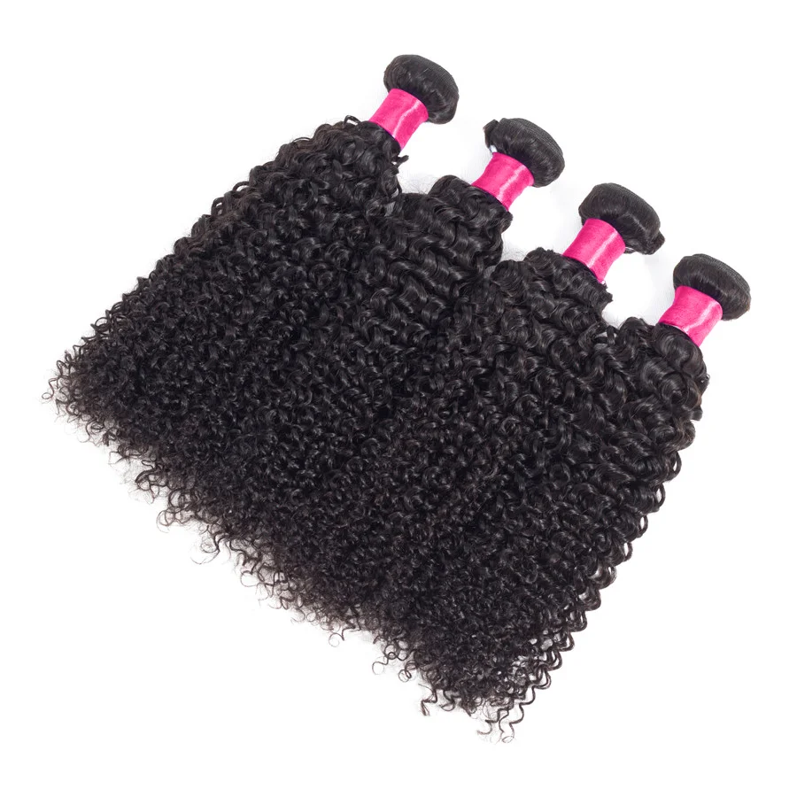 30 40 inch 3+1 Kinky Curly Bundles with Closure Virgin Brazilian Human Hair Extension Weave Deep | Шиньоны и парики