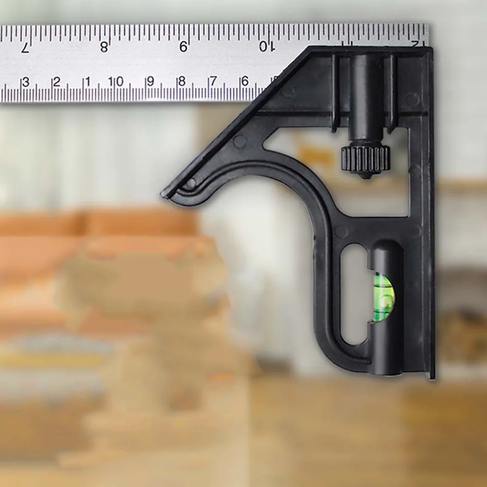 

300mm Adjustable Combination Square Angle Ruler 90 Degree With Bubble Level Metric Angle Finder & Protractor Ruler Level Tool