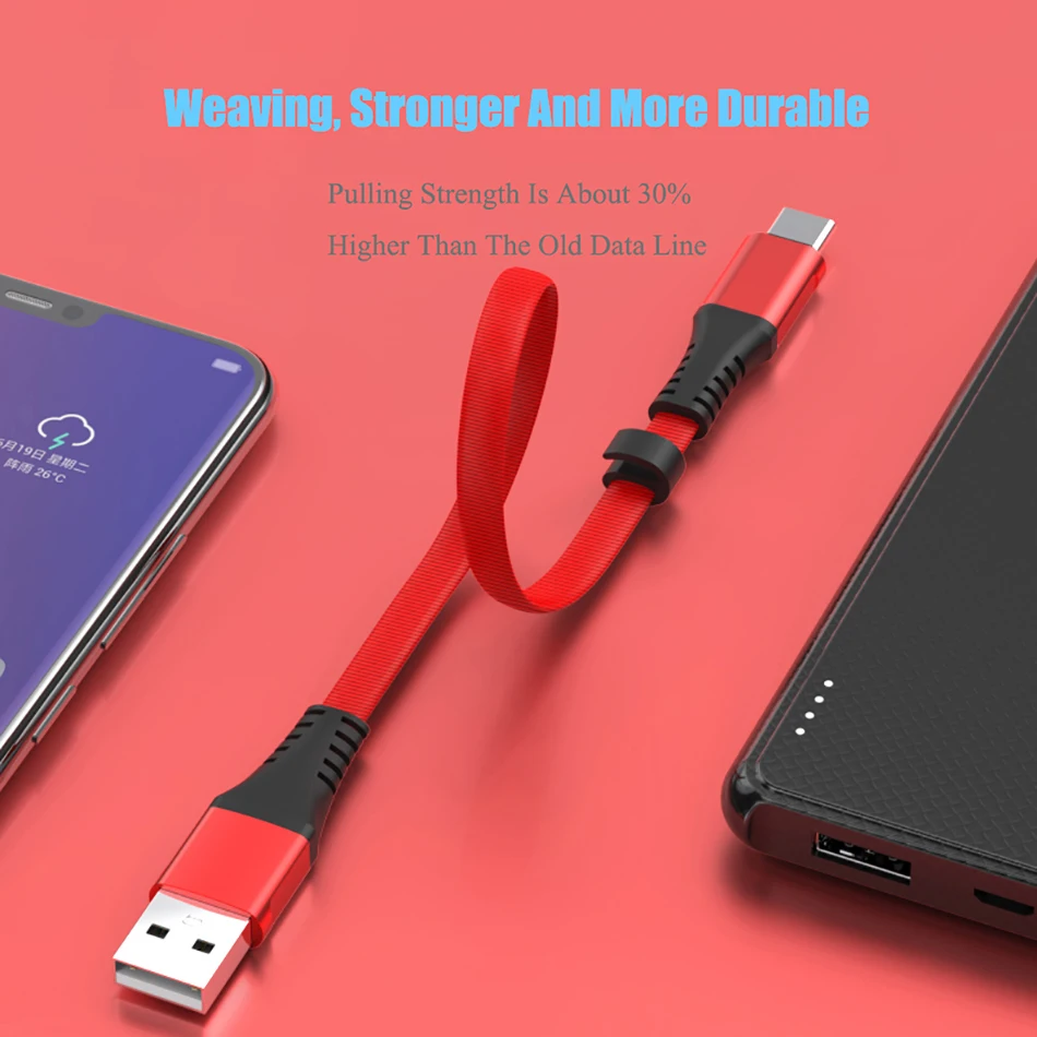 30 см USB кабель 2.4A Быстрая зарядка Micro USB/type C кабель для зарядного устройства для iphone samsung S8 S9 Redmi Note 4 USB-C данных короткий шнур