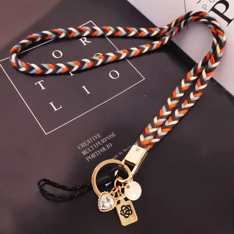 Summer Hand-woven Key Lanyard, Mobile Phone Lanyard, Ladies Hand-woven Access Card Detachable Anti-lost Lanyard Jewelry Luxury