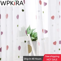 sweet pink heart voile curtain for kids girls bedroom cartoon embroidered curtain tulle for living room window panel rideau m057