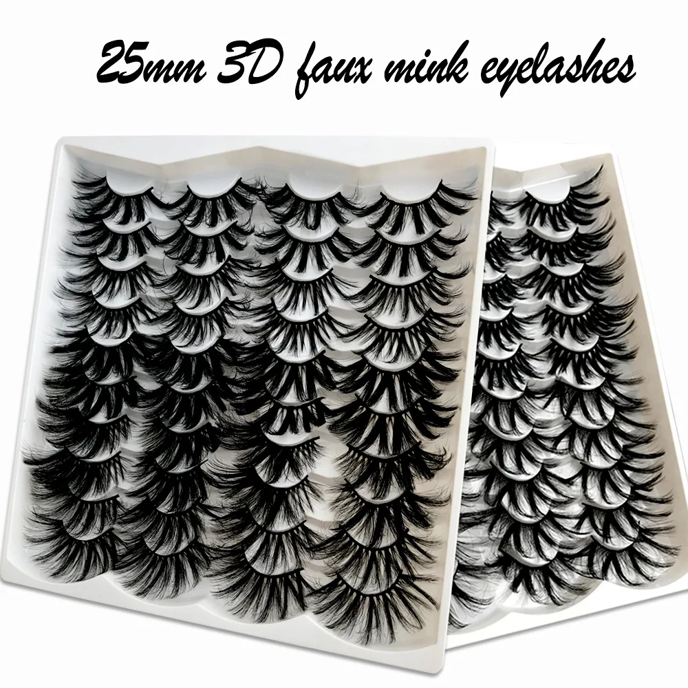 

Lashes 20 Pairs 3D Faux Mink Lashes Fluffy Soft Wispy Volume Natural long False Eyelashes Eye Lashes Reusable Eyelashs Makeup