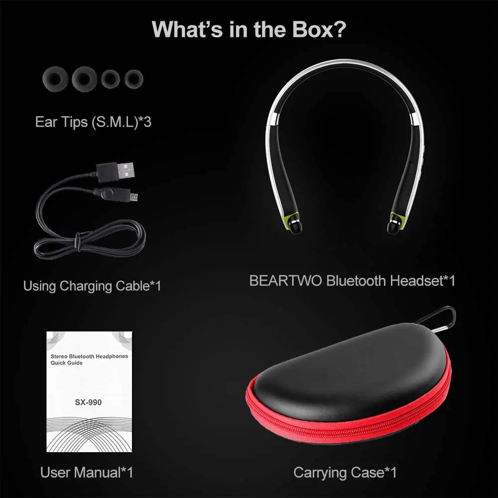 Bluetooth наушники Беспроводной шейным гарнитуры выдвижной Шум шумоподавления