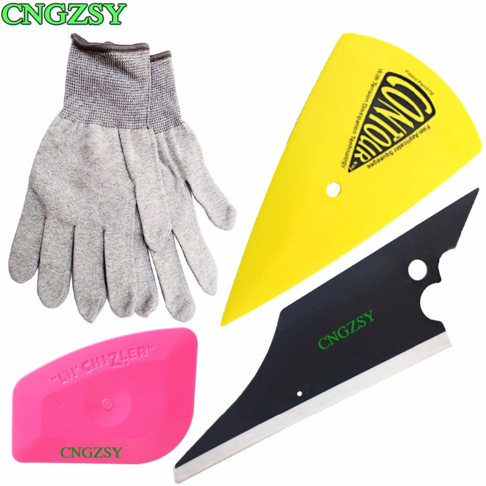 

Auto Film Tinting Scraper Static-free Nylon Carbon Fiber Gloves Car Wrapping Application DIY Kit Vinyl Sheet Rubber Squeegee K64