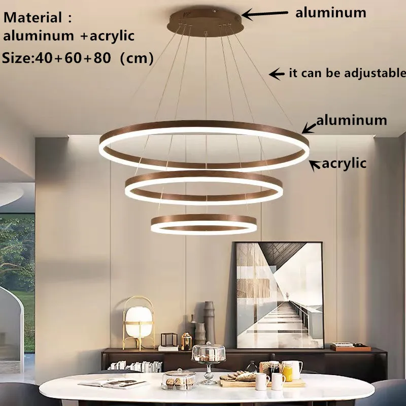

LED Chandelier Living Room Dining Bedroom Modern Round Minimalist Style Round Lighting Luminaire