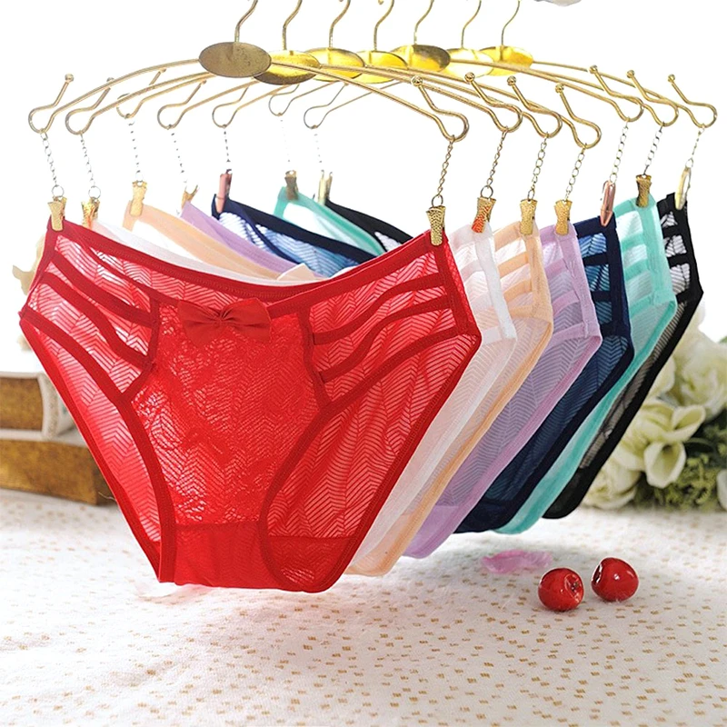 1 пара женские сексуальные кружевные трусики с бантом хлопковое бесшовное нижнее