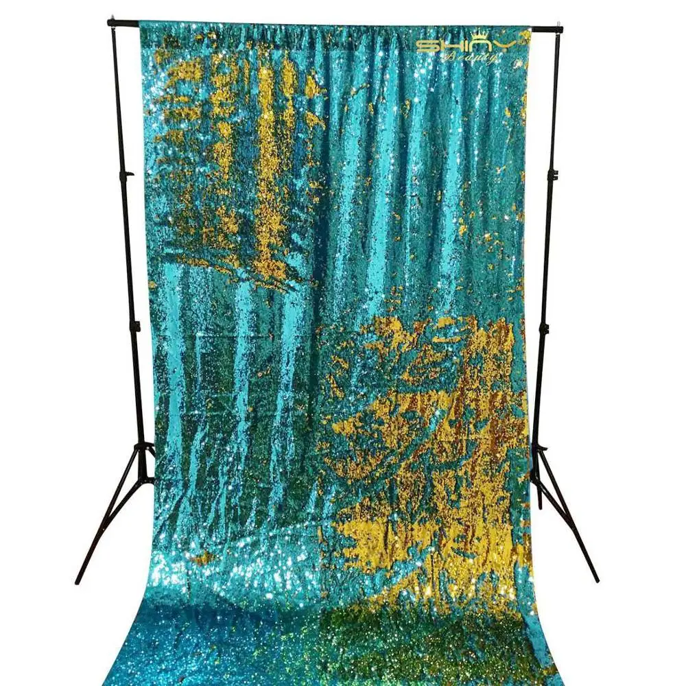 Занавес с блестками 2 панели 3FTx6FT реверсивная фоновая ткань золотистыми для