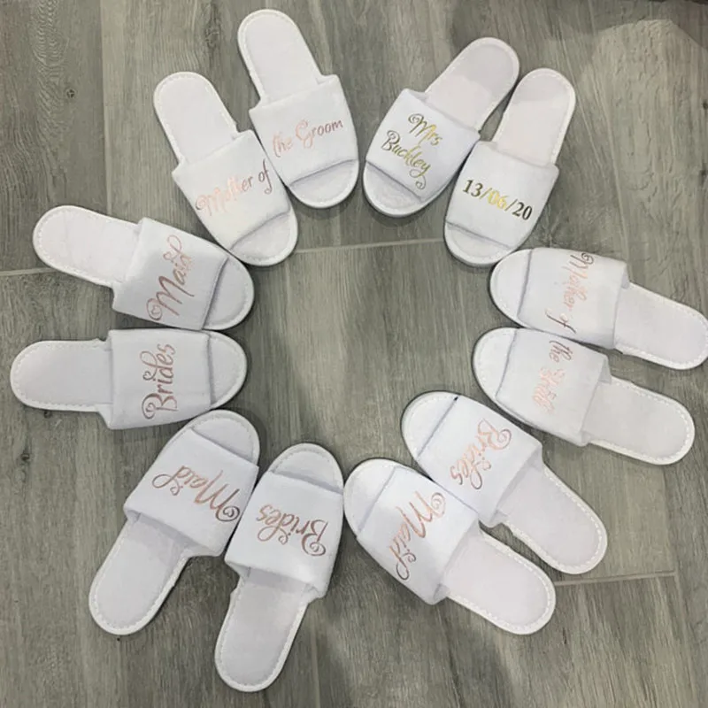 Индивидуальные блестящие свадебные тапочки Серебряное обручальное кольцо