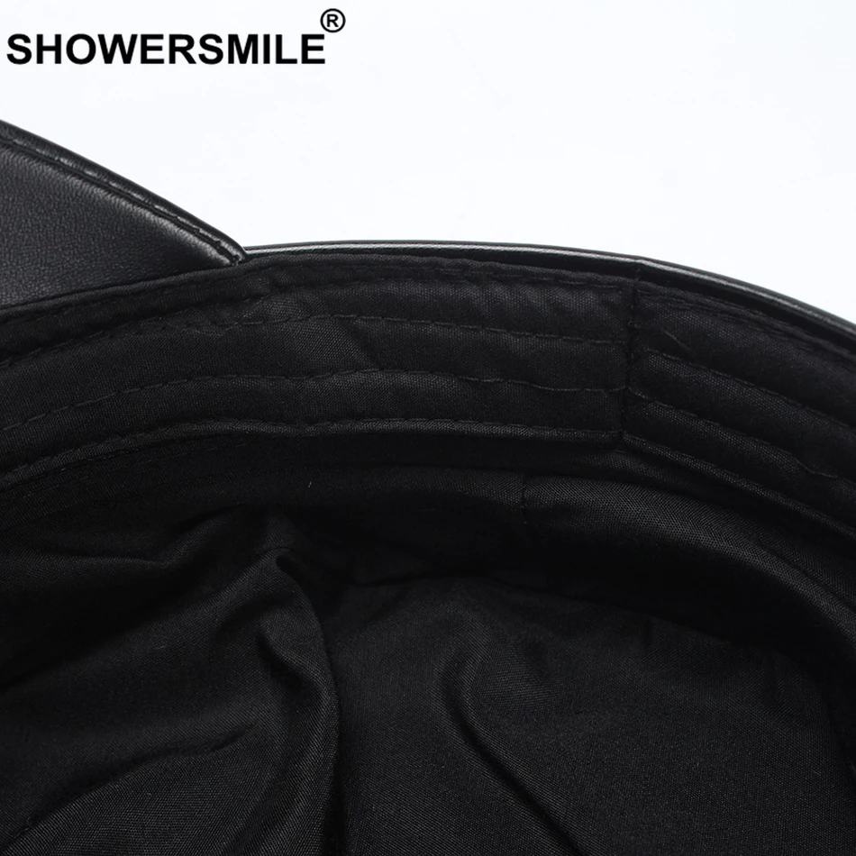 SHOWERSMILE, женская военная шапка, шерстяная, осенняя, женская, плоская, Армейская, с пряжкой, французская, кожаная, с полями, для женщин, черная, капитан, моряк, шляпа