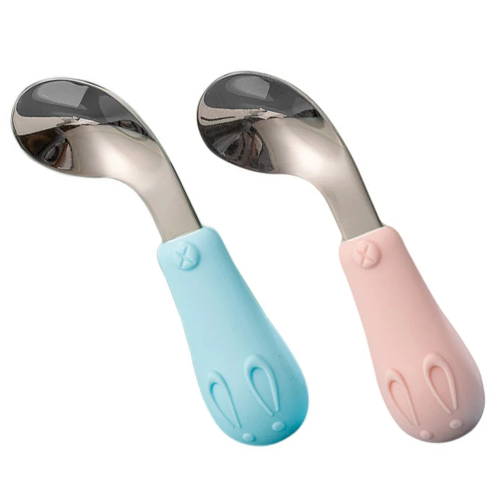 

2pcs Children Tableware Flexible Spoons Baby Training Utensils Feeding Cutlery
