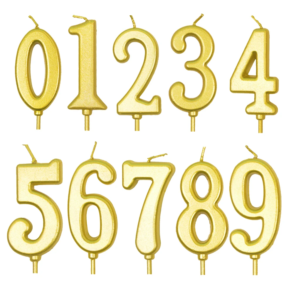 

Birthday Candles 1 2 3 4 5 6 7 8 9 0 Gold Kids Birthday Candles For Cake Party Supplies Decoration Cake Candles