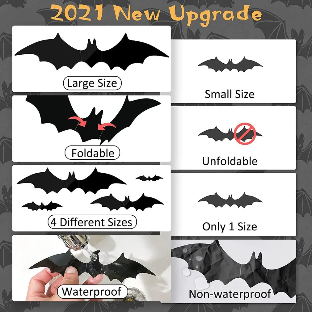 

Halloween Bat Stickers 56PCS Removable Halloween Wall Stickers Halloween Party DIY Decorative Wall Decal Horror Stickers