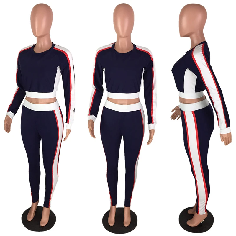 

Women Sets Spring Autumn Women Two Pieces Sets Tracksuits Crop Top Pants Outfit Yoga Workout Gym Clothing Fitness Sports Suits