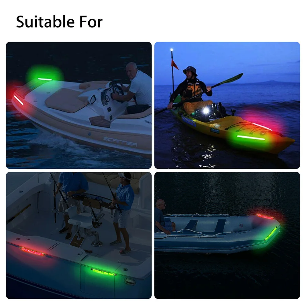 

2PCS Marine Boat LED Strip Lights 9LED 12V Navigation Marine Lights Red and Green Waterproof for Boat Dinghy Pontoon Kayak