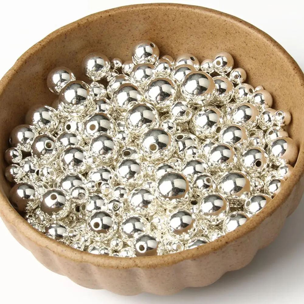 

30-500pcs 3 4 6 8 10 12mm Silver Color Round CCB Acrylic Seed Spacer Beads For Jewelry making Supplies Accessories DIY Bracelet