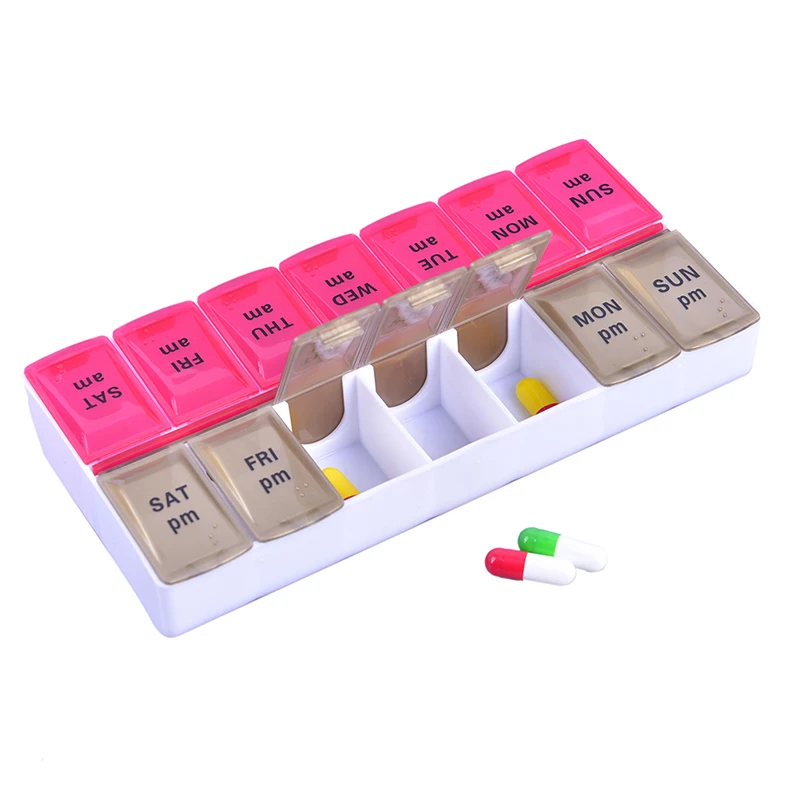 

14 Grids 7 Days Weekly Pill Case Medicine Tablet Dispenser Organizer Pill Box Splitters Pill Storage Organizer Container