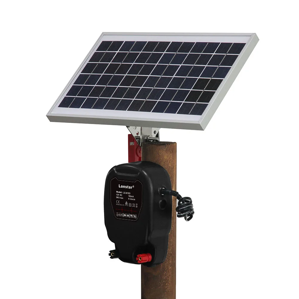 Solar Powered Kit Electric Fence Energizer Charger High Voltage Pulse Controller Animal Poultry Farm Shepherd