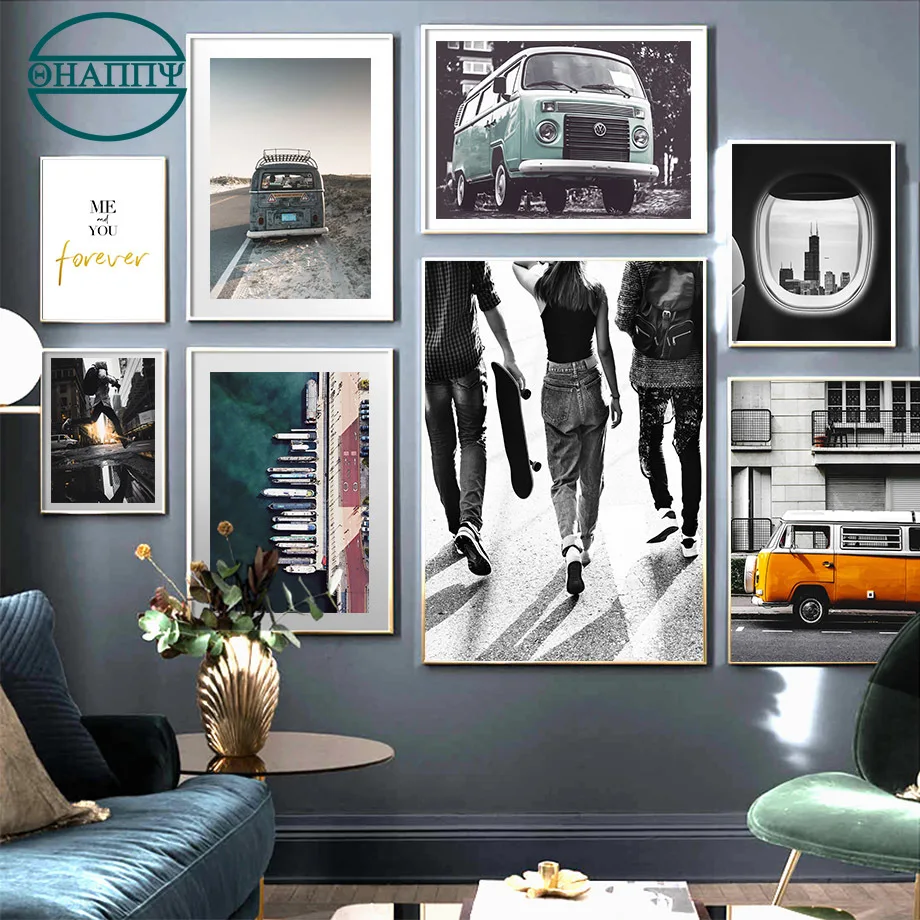 

Urban Parkour Building Minibus Ship Port Wall Art Painting Posters And Prints Wall Pictures For Living Room Decor Unframed