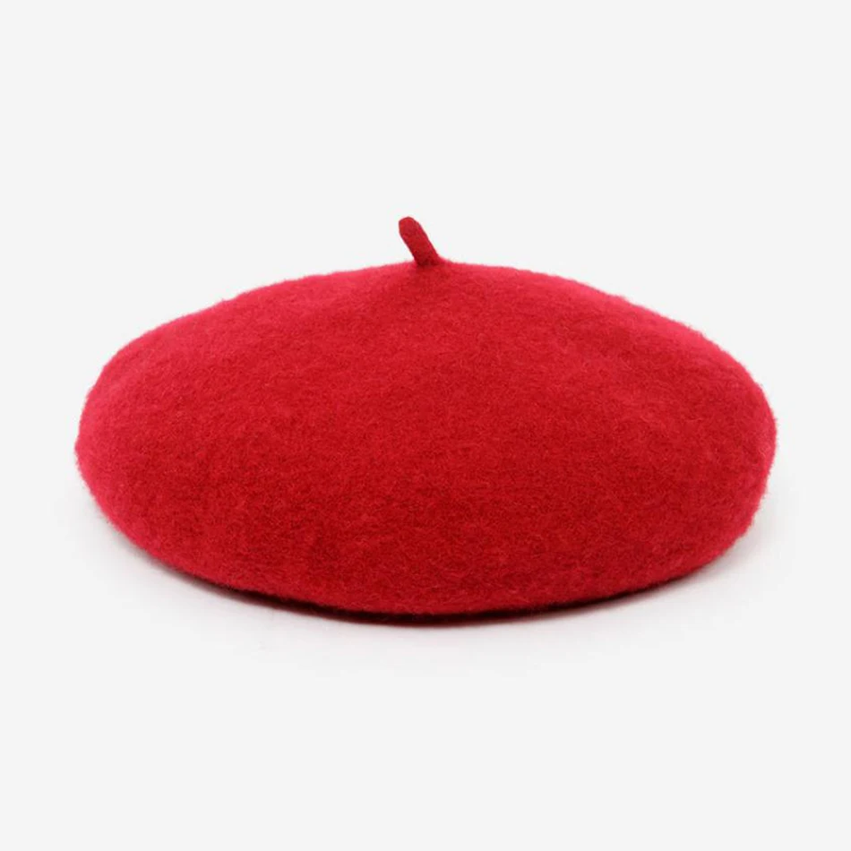 red beret BUTTERMERE, шерстяной берет, женские зимние шапки, оранжевые однотонные плоские шапки для женщин, теплая шапка французского художника, женская элегантная шапка для художников - Цвет: red beret