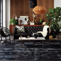 100 natural black cowhide patchwork rug real cow fur leather carpet hf 09
