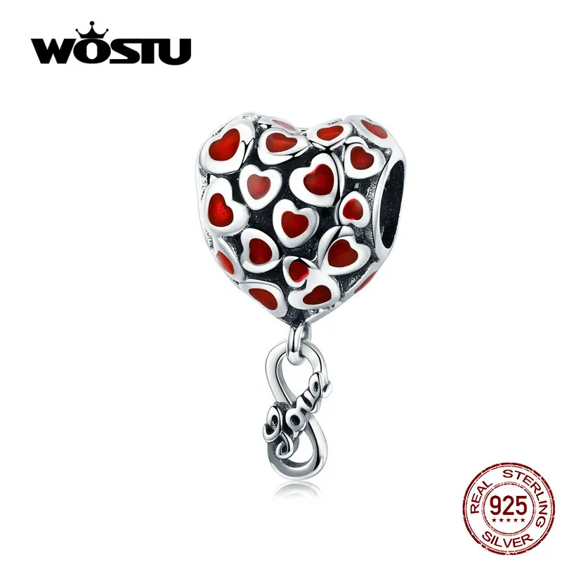 Серьги подвески WOSTU Infinity Love в виде сердца из стерлингового серебра 925 пробы с