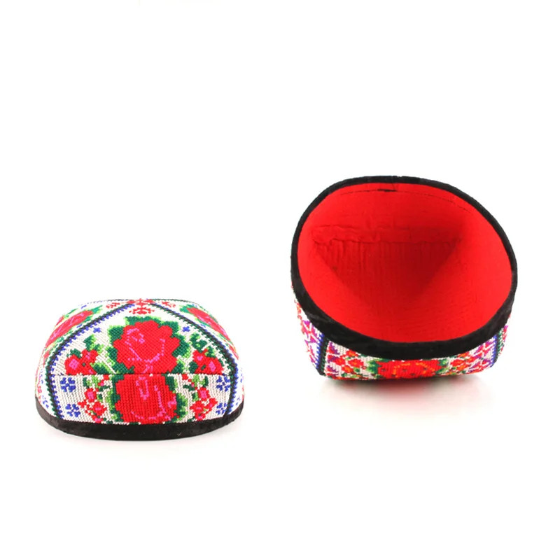 Синьцзян уйгурская шапка с красными цветами Мужская и женская аксессуары для