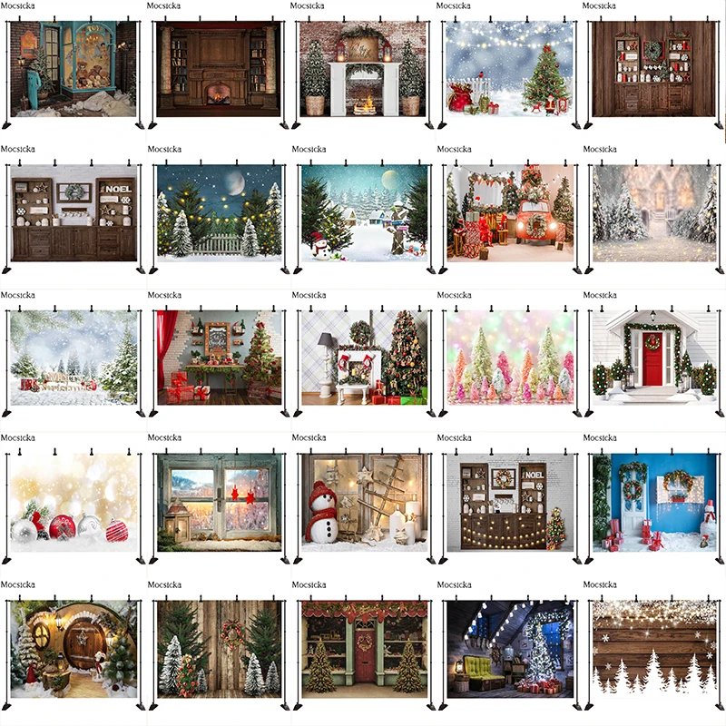 Mocsicka зимний деревянный дом Рождественский венок баннер на день рождения фон для фотосъемки фон для фотостудии