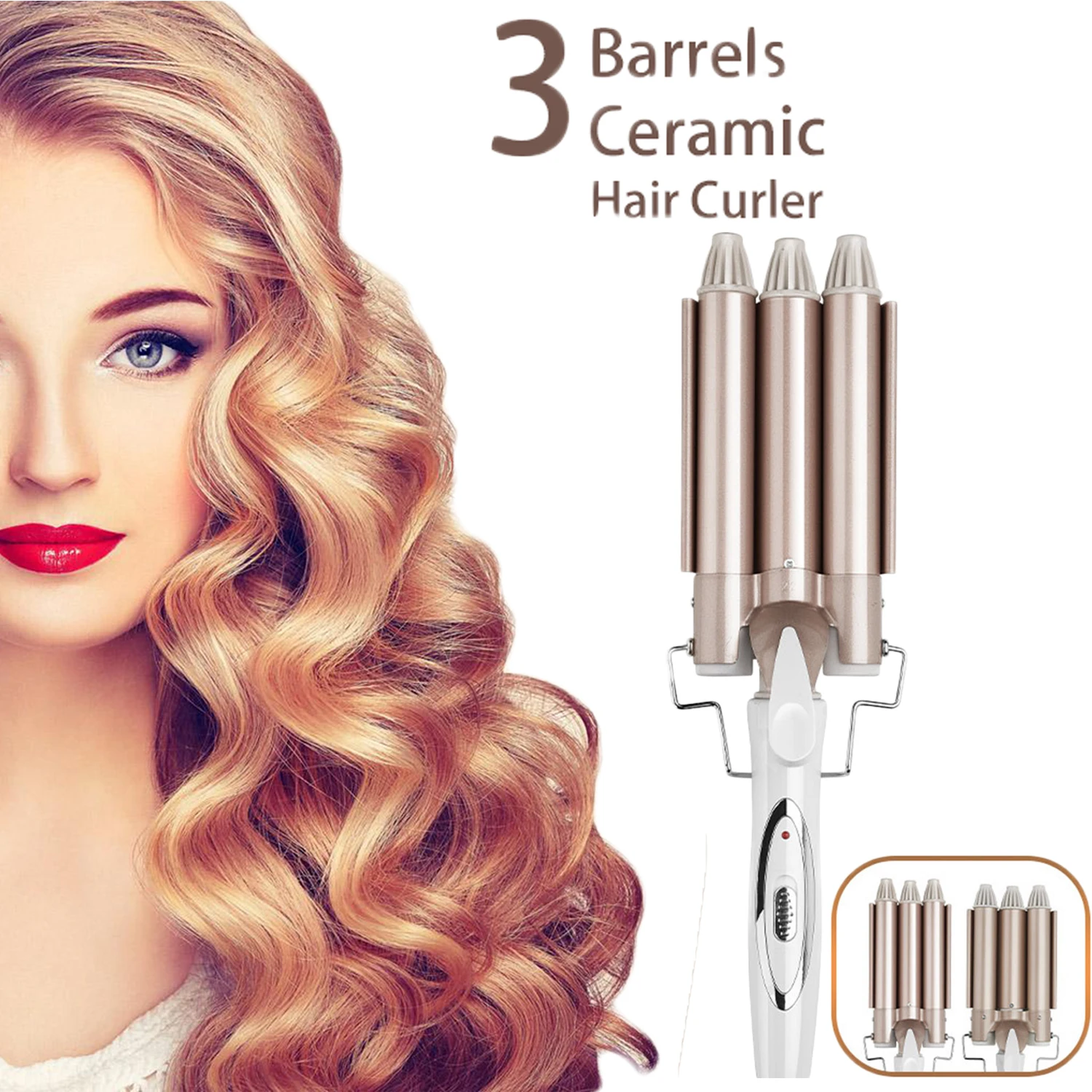 

Professional Hair Curling Iron Triple Barrels Ceramic Hair Curlers Hair Rollers Crimpers Wave Wand Electric Salon Styling Tools
