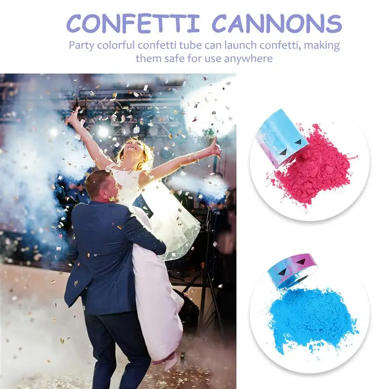 Ca&ntilde;&oacute;n de confeti en polvo de colores para beb&eacute;, suministros de fiesta, 2 piezas-3