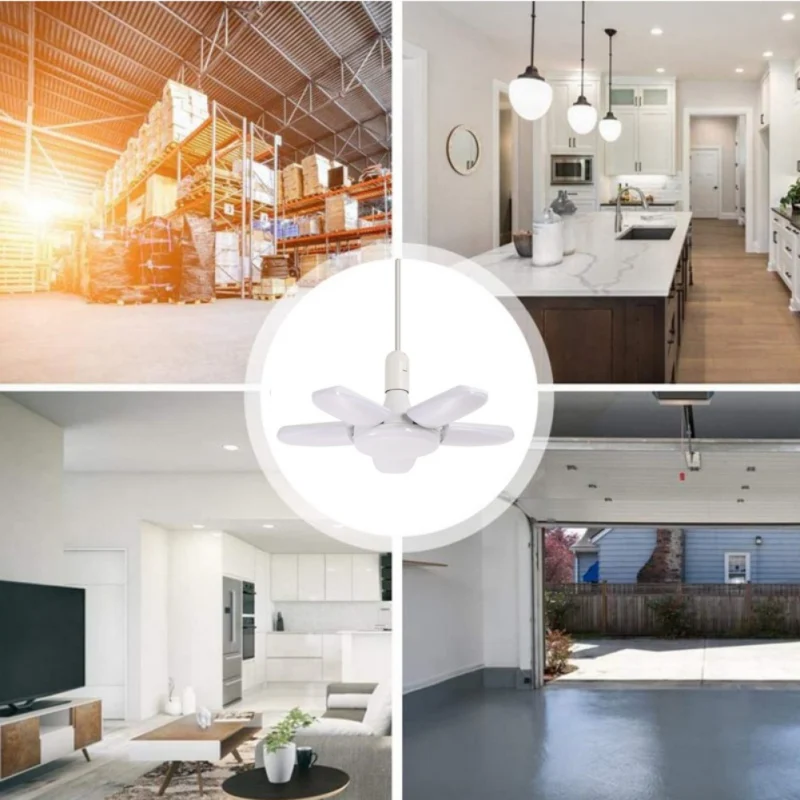 

Home Lighting Lamp E26/E27 Foldable LED Garage Light Five-leaf Transformer Bulb (No Battery)