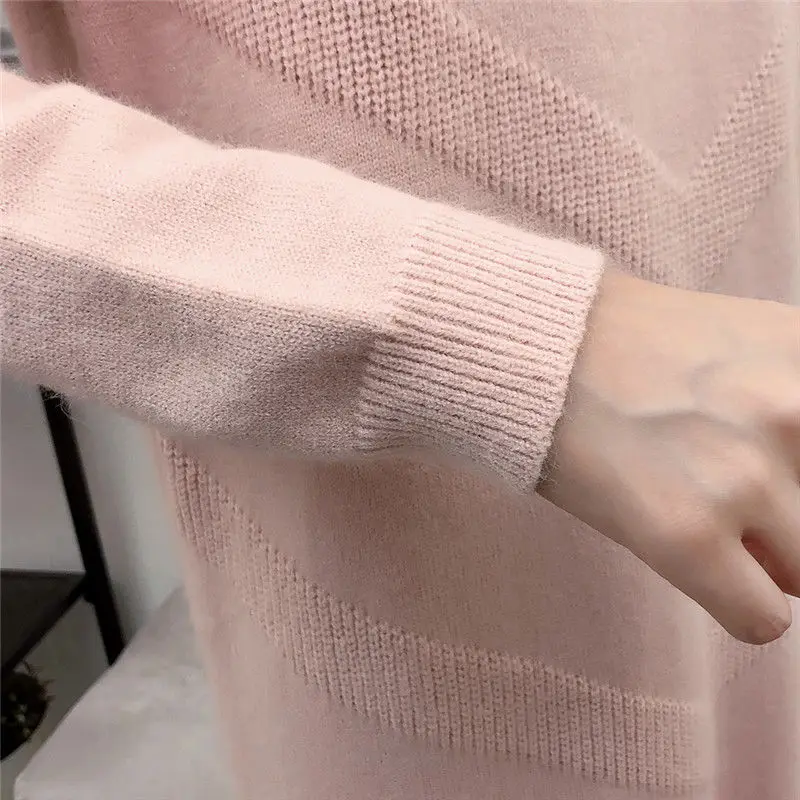 

Women Long Sweater Dress 2020 New Autumn Winter Loose Thick Warm O Neck Long Sleeve Solid Color Empire Vestido