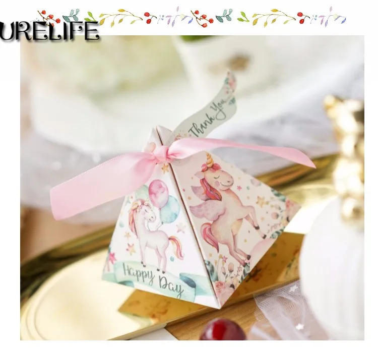 

100pcs Cartoon Unicorn Candy Box Wedding Like Bomboniera Party Gift Box Child Birthday Party Gift Baby Shower Rainbow Horse Cand